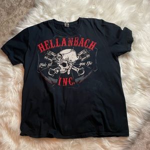 Hellanbach Inc Ride To You Die Tee Shirt Black Men’s XL Motorcycle Skull Graphic